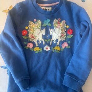 Mini Boden Royal Blue Unicorn & Floral Appliqué Sweatshirt